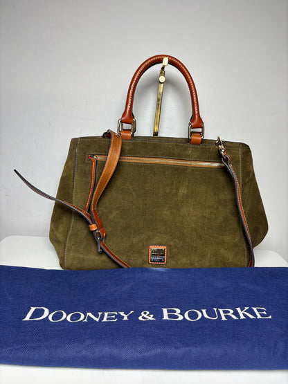 Women's Dooney & Bourke Solid Suede Pre-owned Olive Green Satchel