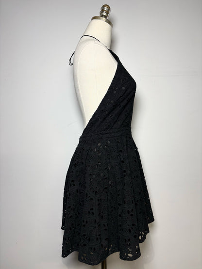 Women Size XS Zimmermann Black Eyelet Halter Dress