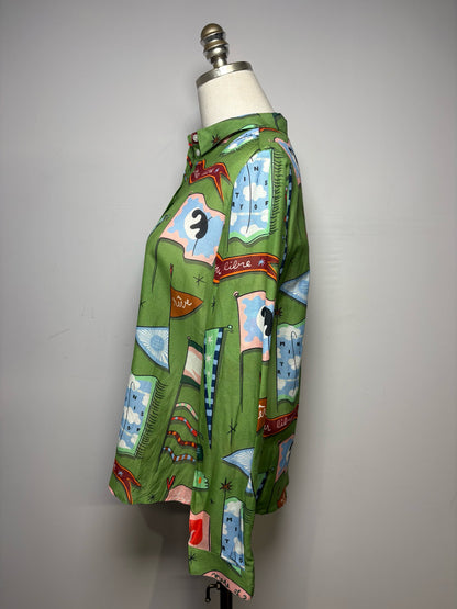 Women Size 36 Sézane x Pangea Pierro Green Cotton Pre-Owned Button-Down Shirt