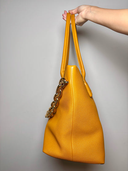 Bottega Veneta Solid Leather Yellow Hobo Purse
