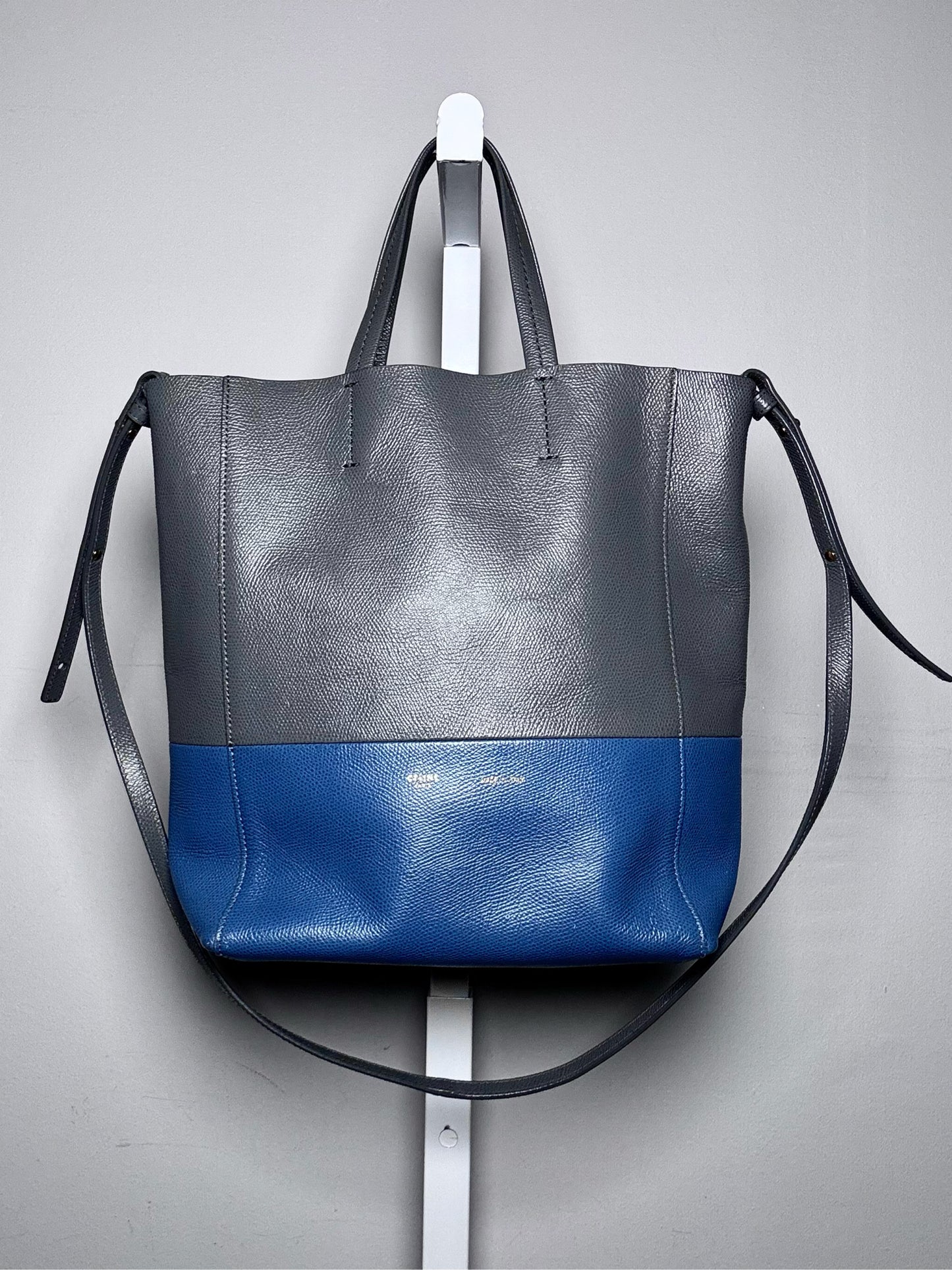 Leather Celine Colorblock Pre-owned Gray & Blue Calf Small Purse