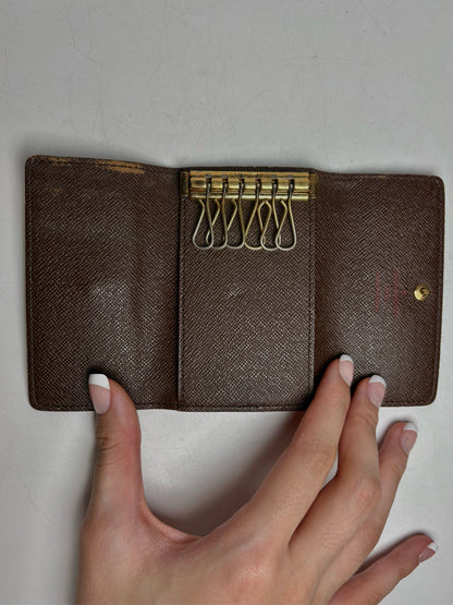 Louis Vuitton 6 Key Holder Coated Canvas Pre-owned Brown Mini Wallet