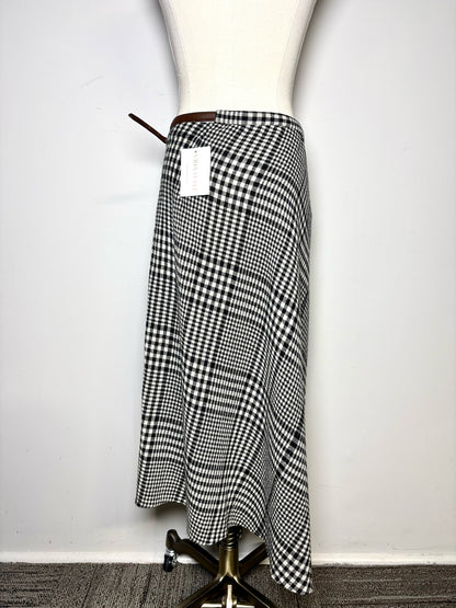 Women Size 6 (M) Tibi Black, White Plaid Midi Skirt