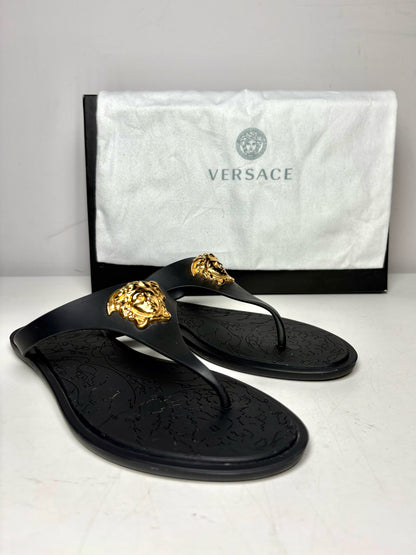 W Shoe Size 37 (6.5) Versace Black TPU Pre-owned Sandals