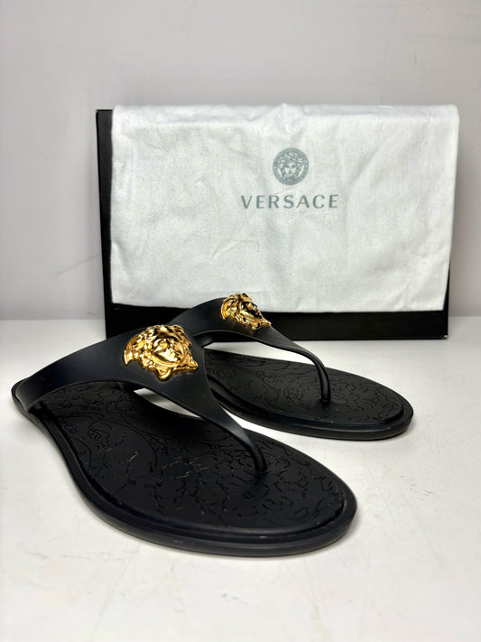 W Shoe Size 37 (6.5) Versace Black TPU Pre-owned Sandals