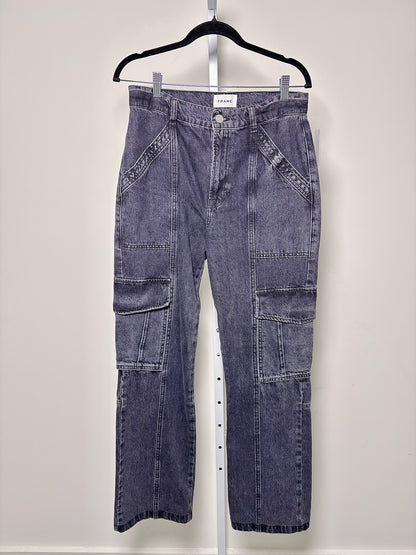 Women Size 28 Frame Black Solid Cotton Jeans