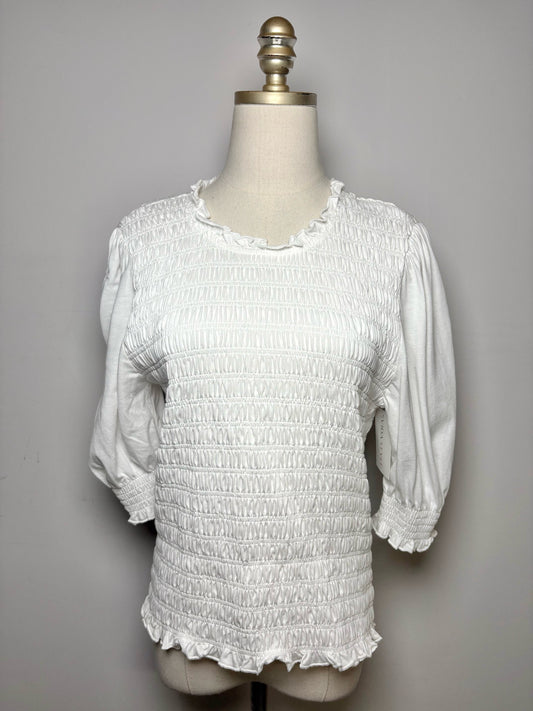 Size L Veronica Beard White Solid Pure Cotton Women's NWT Top