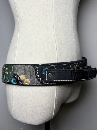 Women Dries Van Noten Leather, Cotton 80 (Small US) Embroidery Pre-owned Belt