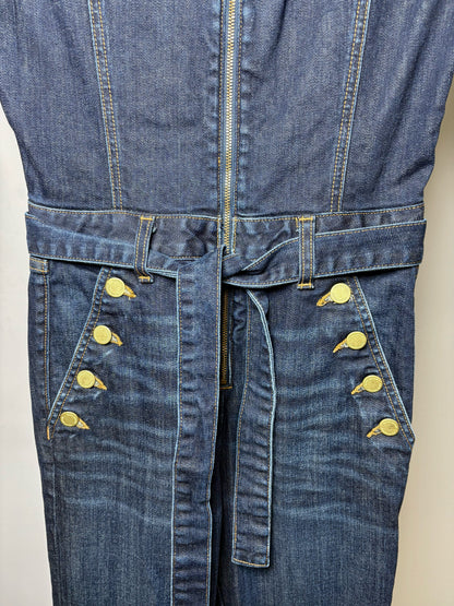 Women Size XS (Estimate) Ramy Brook Blue Sailor Front V-neck Pre-owned Jumpsuit