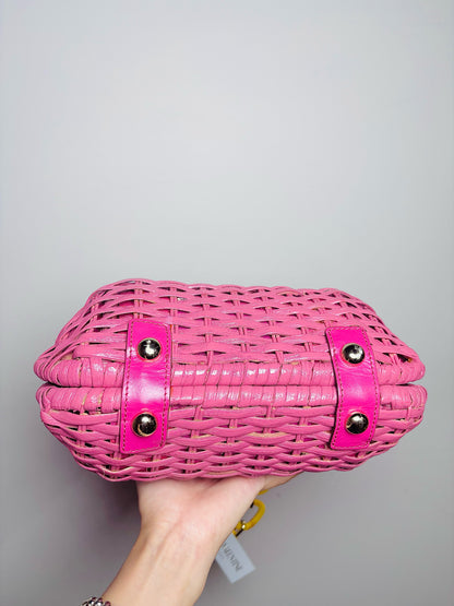 Frances Valentine Solid Wicker NWT Pink Purse