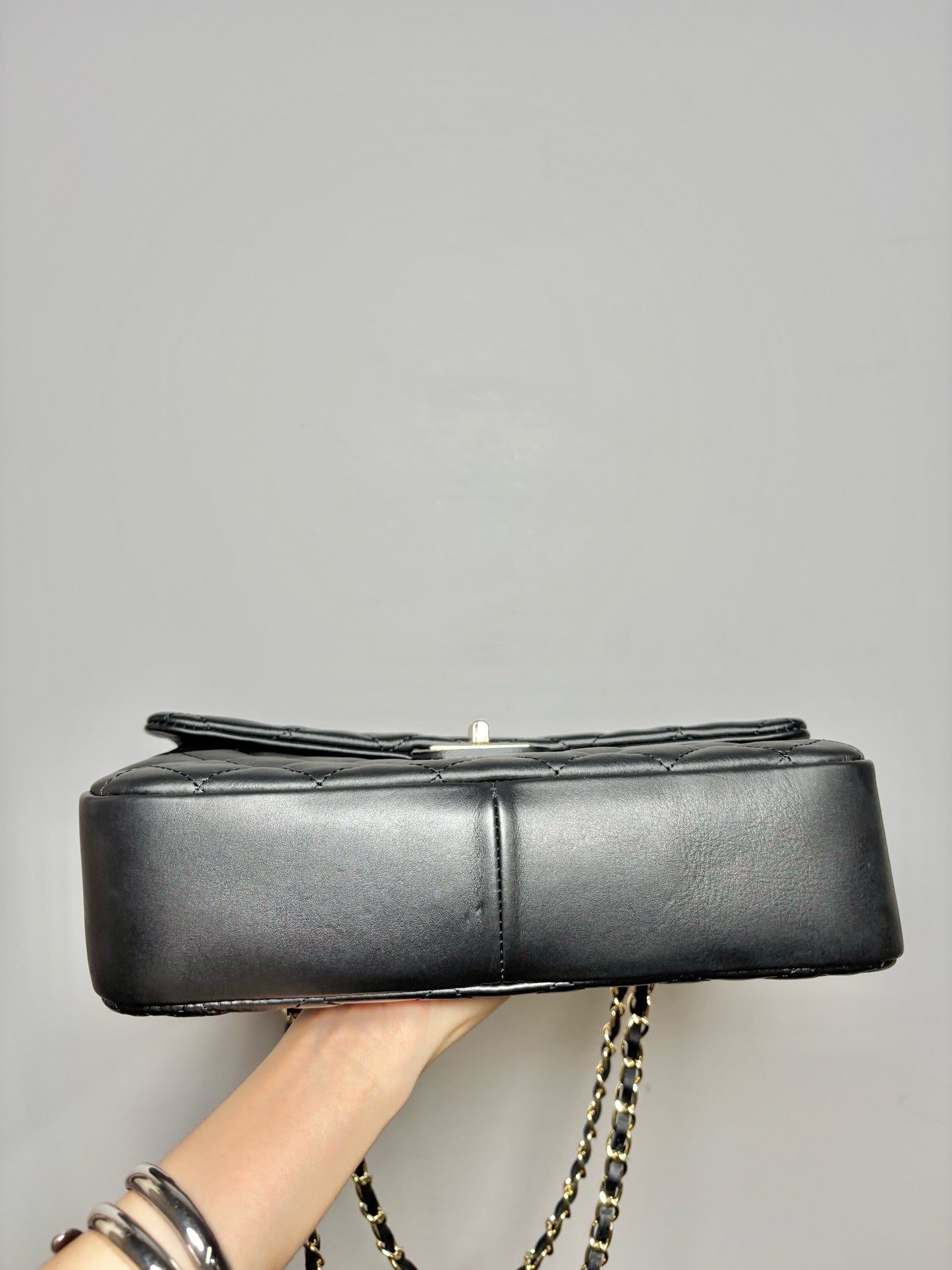 No Label Solid Leather Black Cowhide Flap Purse
