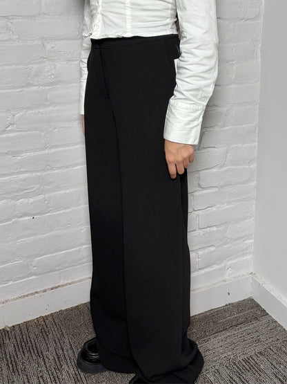Women Size 2 Prabal Gurung Black Tuxedo Flowy Leg Pants