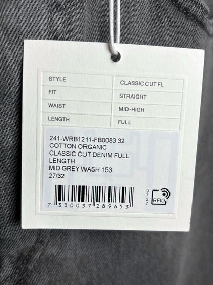 Women Size 27 (4) Toteme Gray Solid Denim NWT Classic Cut Jeans
