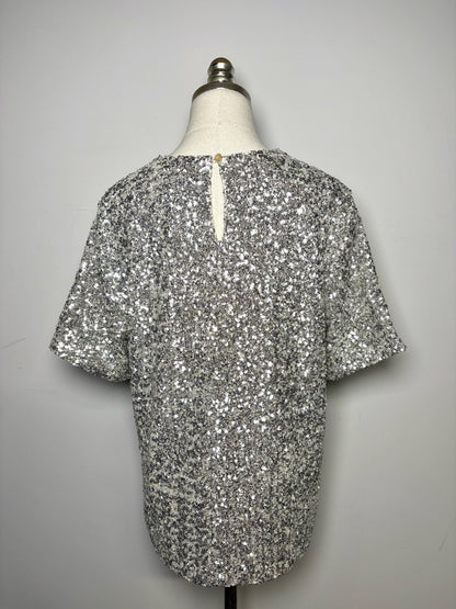 Women Size M Rag & Bone Silver Sequins Pre-owned Top