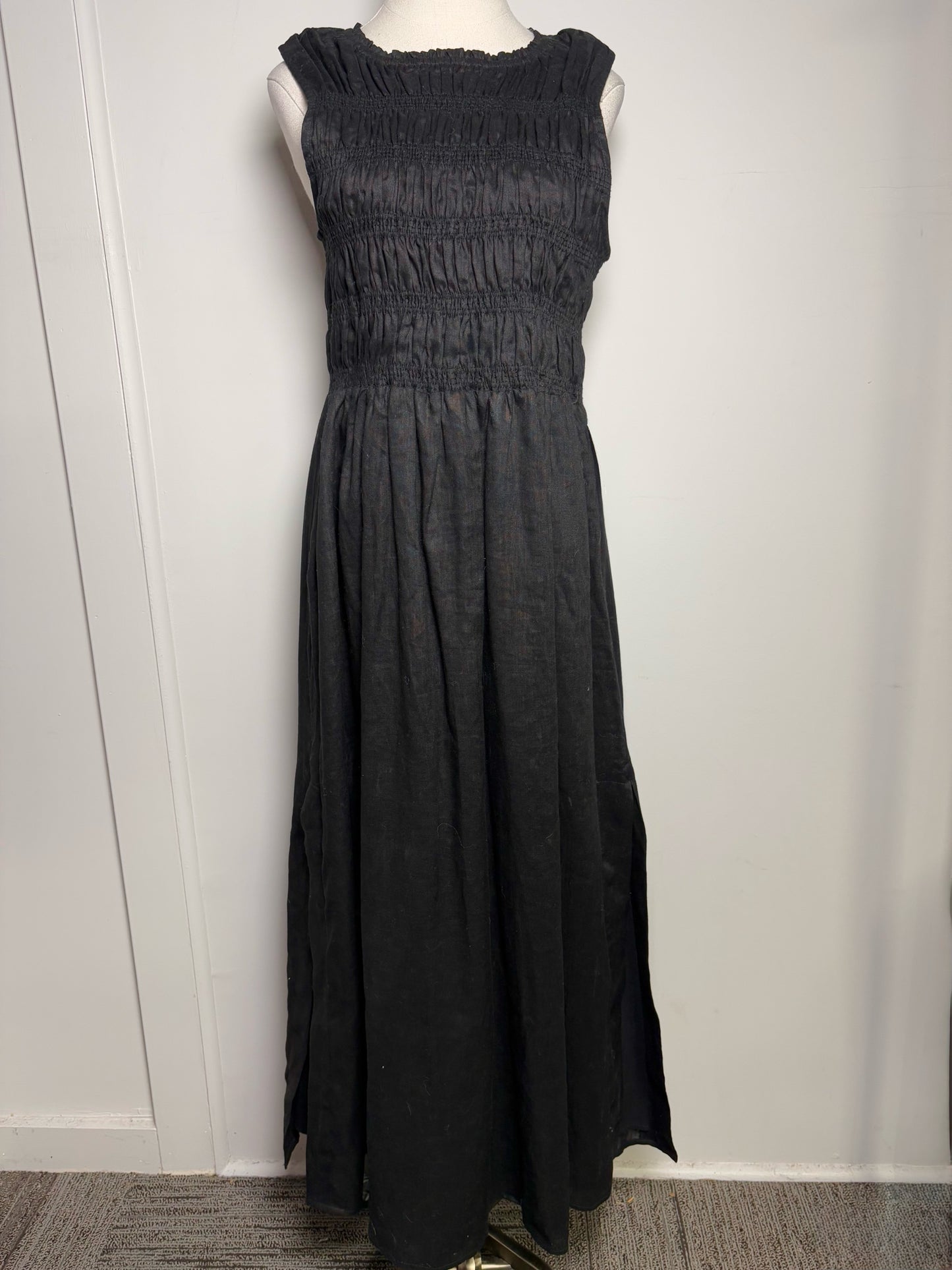 Women Size 10 DISSH Black Linen Midi NWT Dress