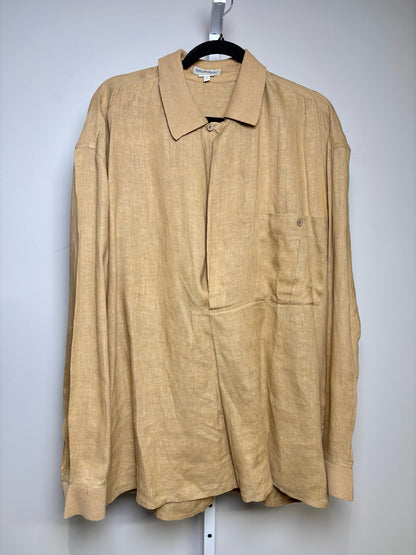 Byblos Tan Linen Blend Solid Men's Vintage Shirt