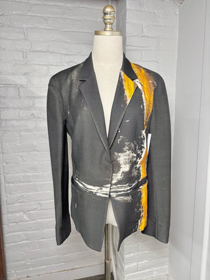 Women Size 10 Donna Karan New York Black Abstract Print Blazer