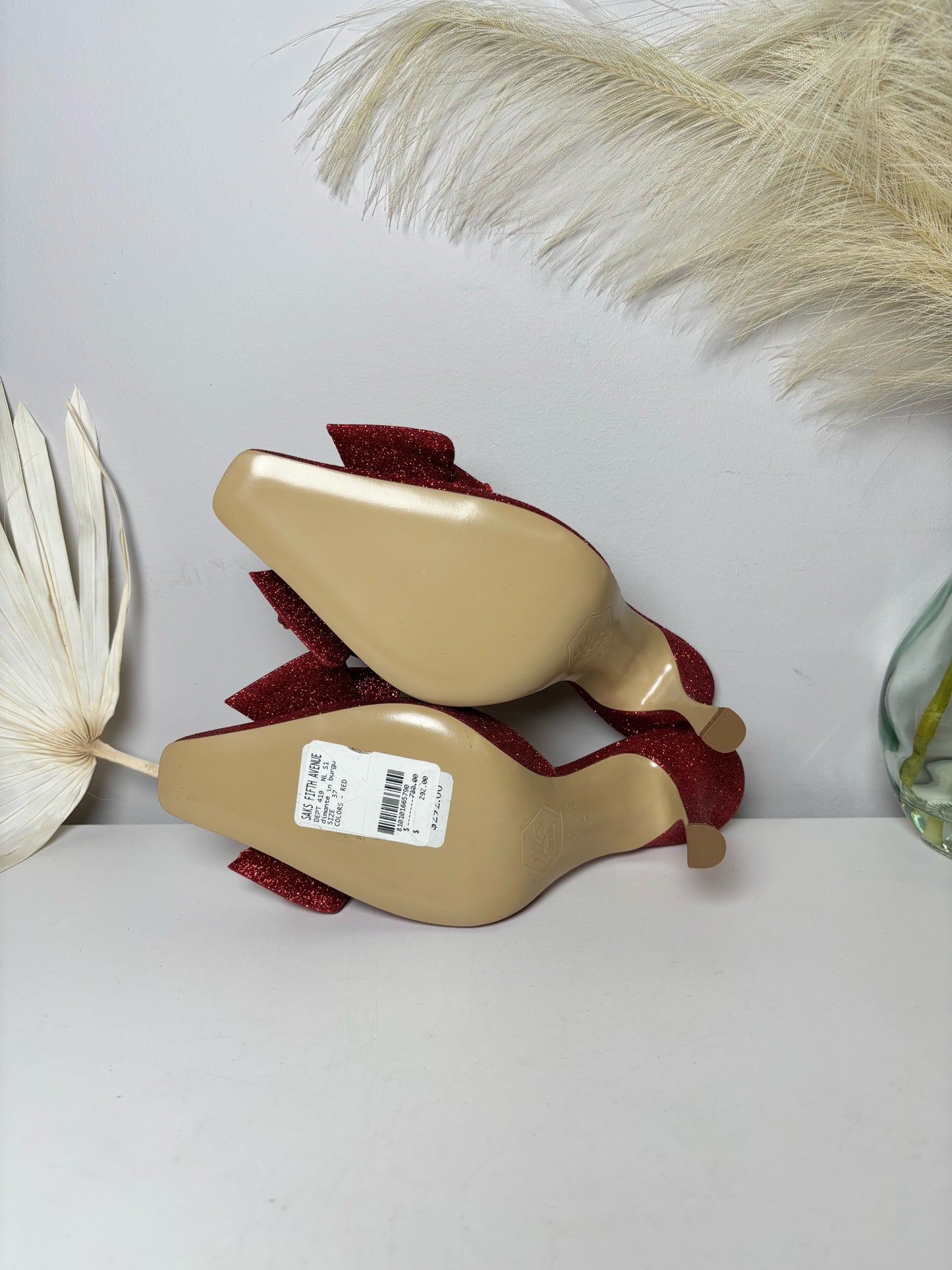 W Shoe Size 7 Nalebe by Amina Means Red Glitter Mule NWT Heels