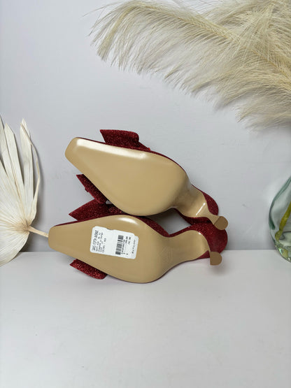 W Shoe Size 7 Nalebe by Amina Means Red Glitter Mule NWT Heels