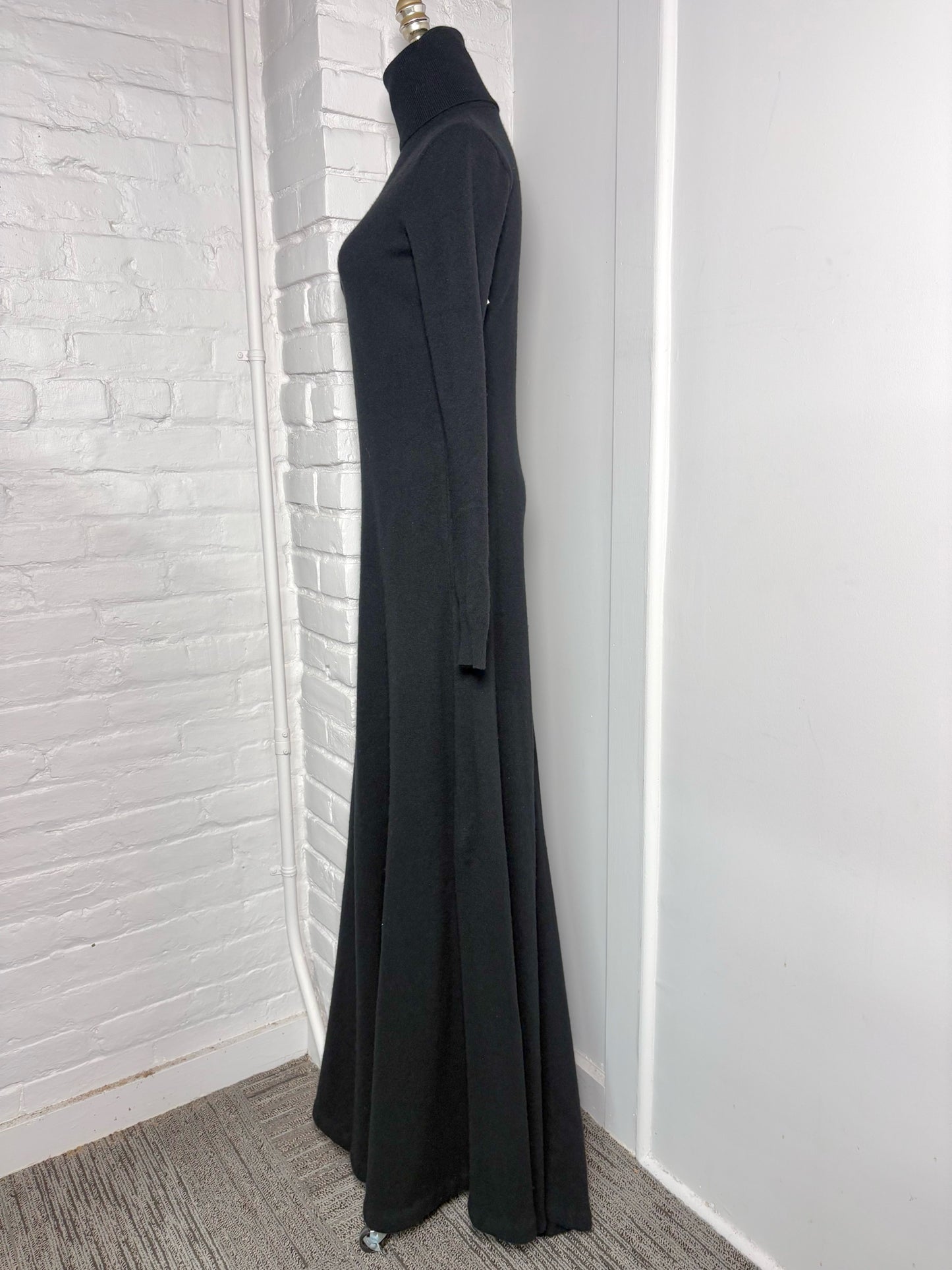 Women Size L Ralph Lauren Purple Label Black Cashmere Maxi Dress