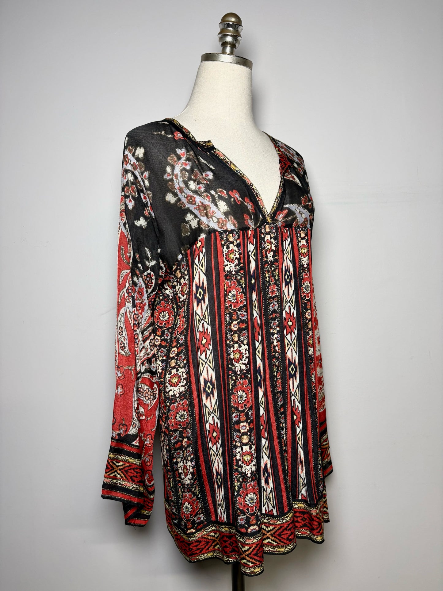 Women Size 2 Isabel Etoile Marant Red, Black Multi-Print 100% Viscose Blouse
