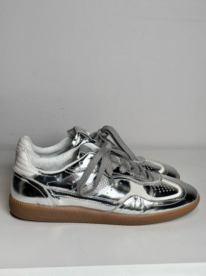 W Shoe Size 7/7.5 Alohas Metallic Silver Sustainable Leather Women's Sneakers