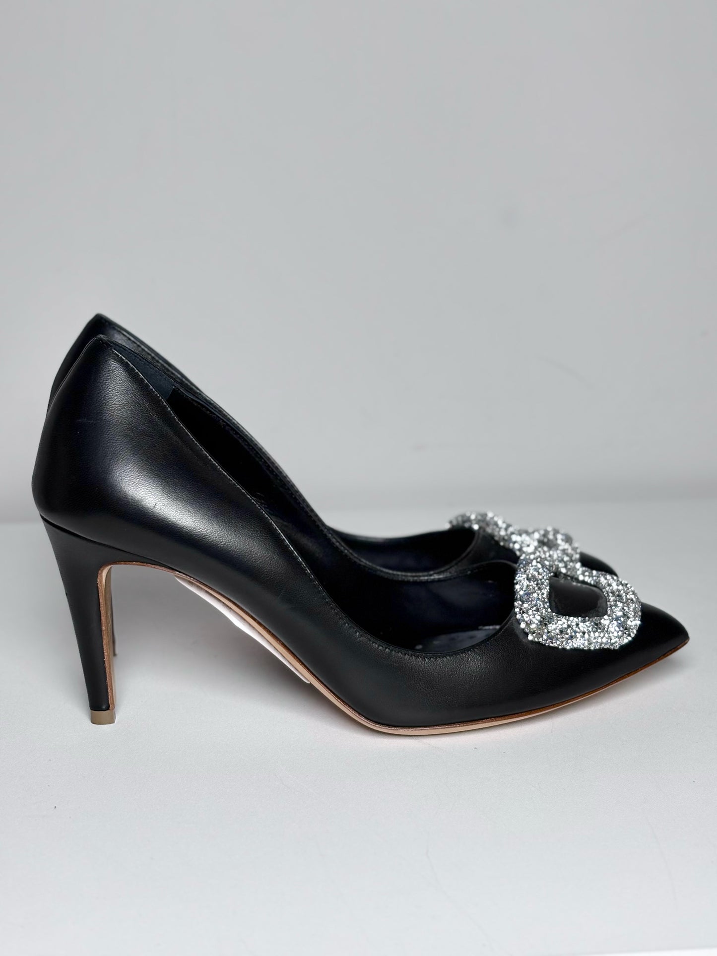 W Shoe Size 36.5 Rupert Sanderson Nada Crystal Adorned Black Pre-owned Heels