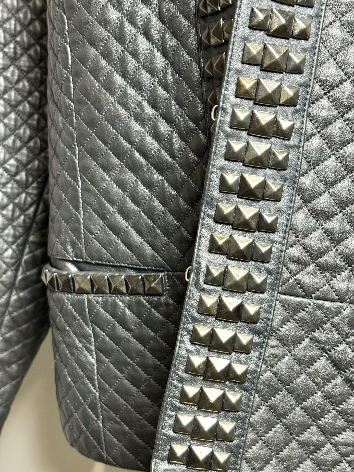 Women Size 16W Sejour Black Quilted, Studded Women's 100% Leather Jacket