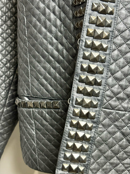Women Size 16W Sejour Black Quilted, Studded Women's 100% Leather Jacket