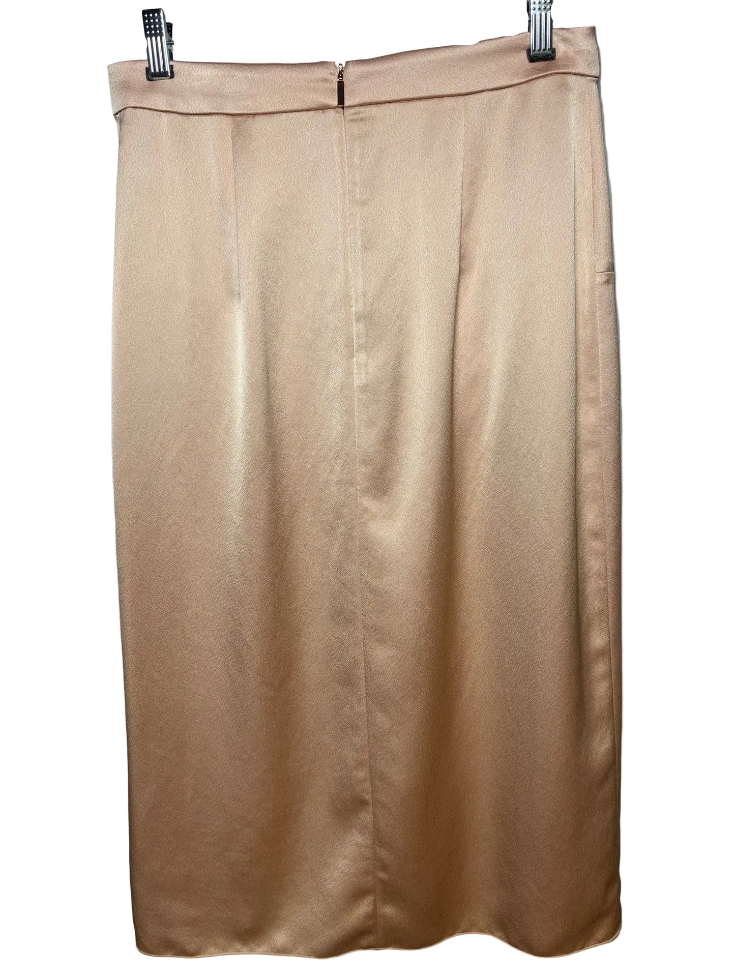 Women Size 8 Tibi Peach Sheen Asymmetric Slit Pre-Owned Midi Skirt