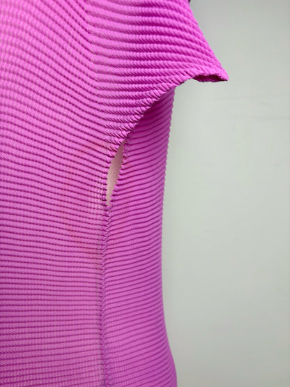Women Size S (Estimate) Issey Miyake Me Pleats Magenta Stretch Crinkle Top
