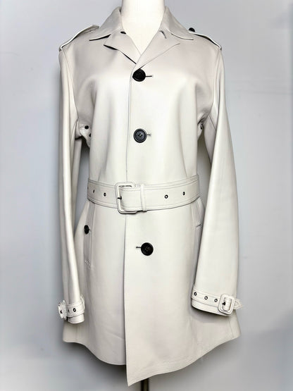 Women Size 46 (10, US) Burberry Prorsum Beige Solid Lambskin Coat