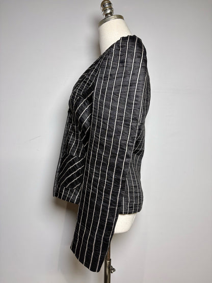 Women Size 8 Armani Collection Black, Beige Stripe Lino Women's Pre-owned Blazer