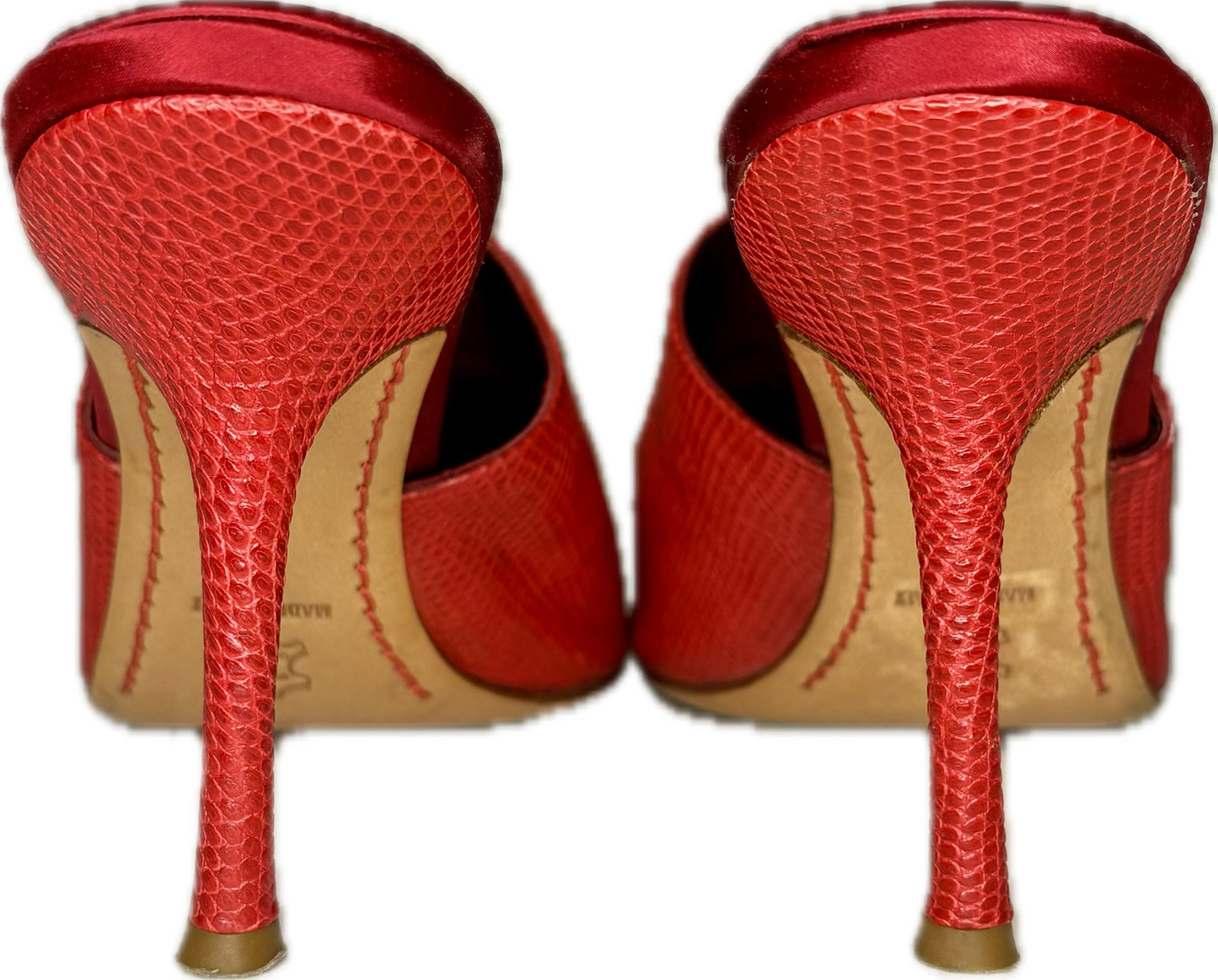 Valentino Garavani Red Leather Cowhide Heels, Sz 37.5