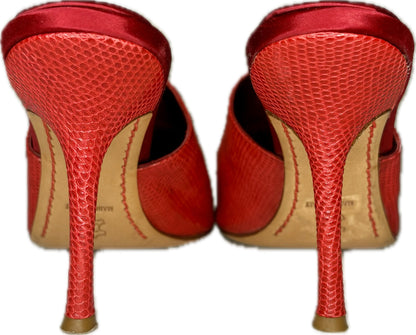 Valentino Garavani Red Leather Cowhide Heels, Sz 37.5
