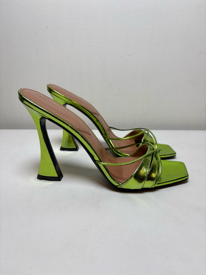 W Shoe Size 38 (7.5 - 8) D'Accori Bright Green "Lust Mules" Leather Calf Heels