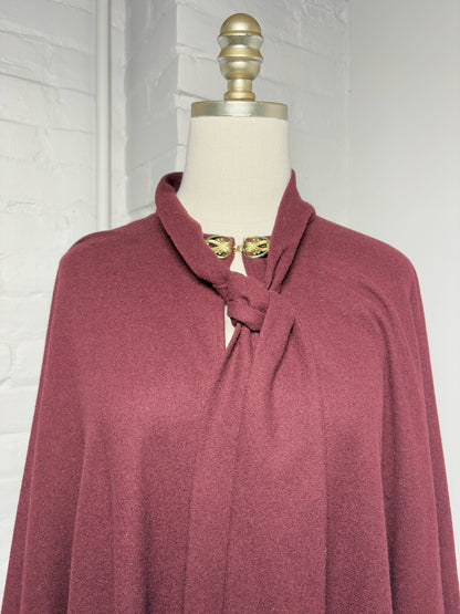 Women Size One Size Emanuel Ungaro Burgundy Solid Vintage Cape