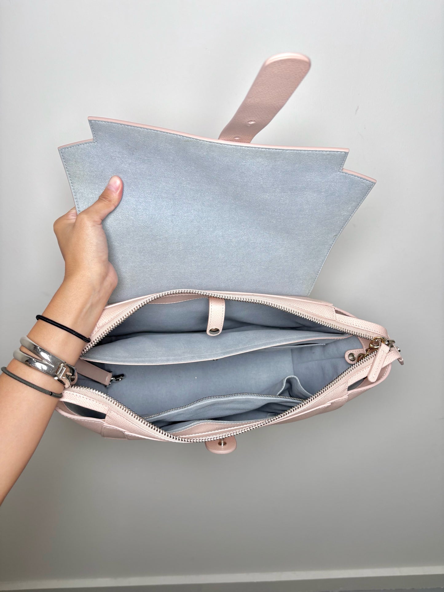 NWOT Blush Pink Pebble Grain Leather Maestra Backpack/Crossbody Purse