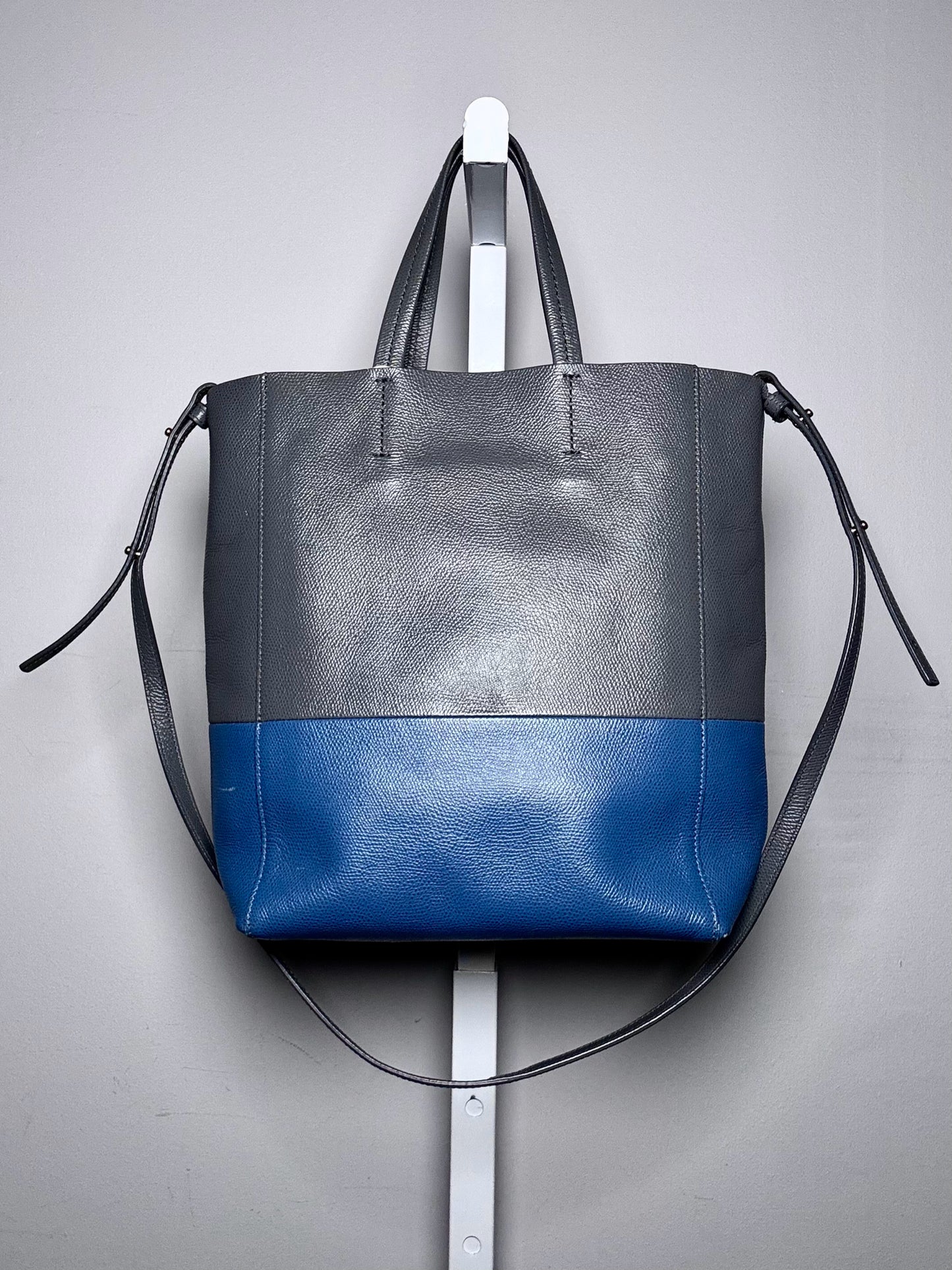 Leather Celine Colorblock Pre-owned Gray & Blue Calf Small Purse