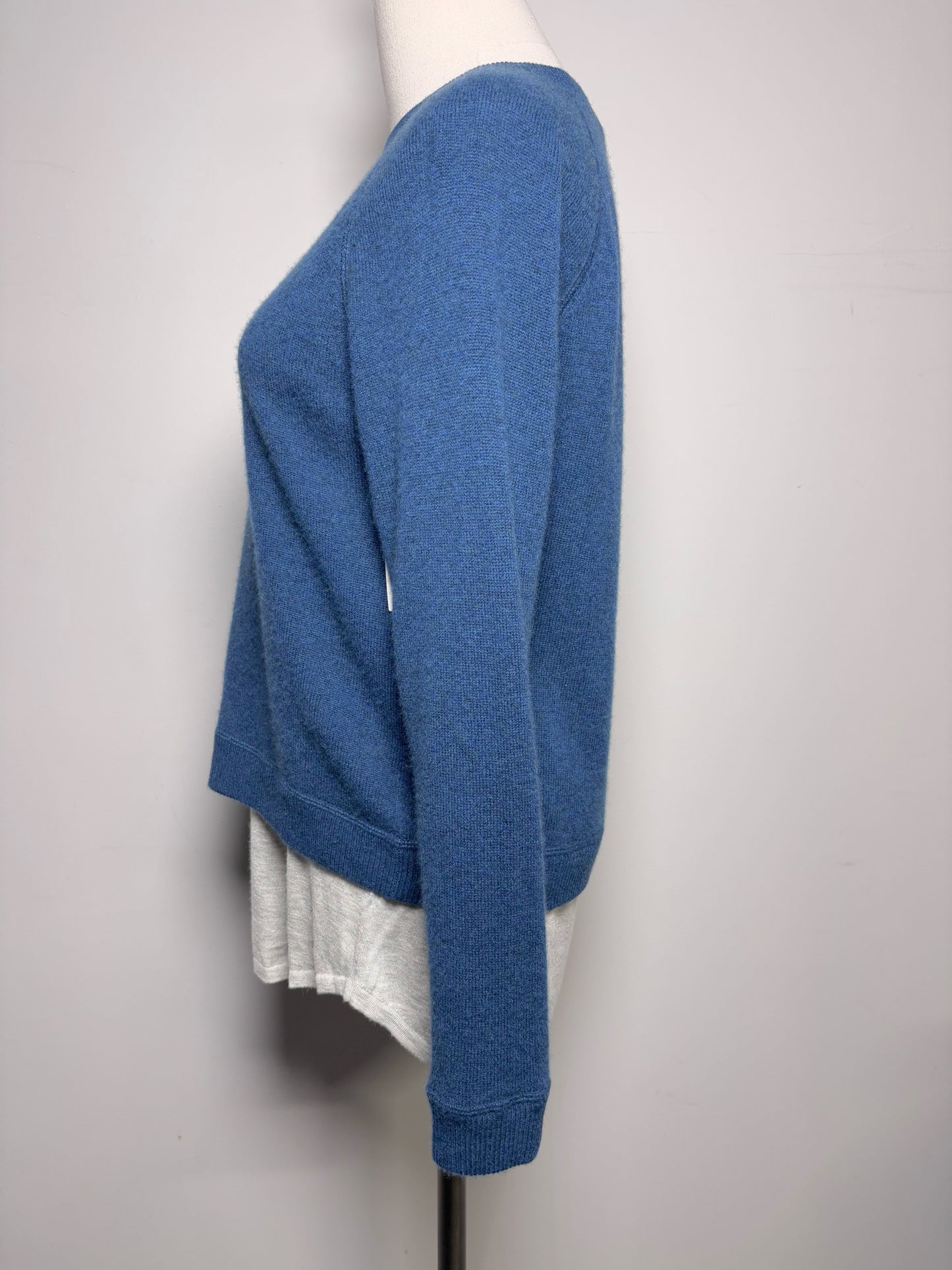 Women Size M Kokun Teal, gray Solid Cashmere Sweater