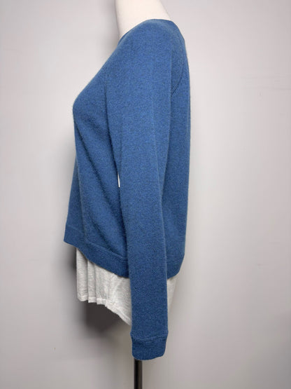 Women Size M Kokun Teal, gray Solid Cashmere Sweater