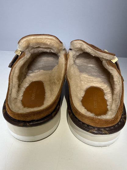 Louis Vuitton x NIGO Shearling-lined Brown Suede Men's Slippers LV2 Collab Pre-owned