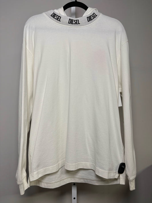 Diesel White Cotton Solid Men's Hood Sweatshirt