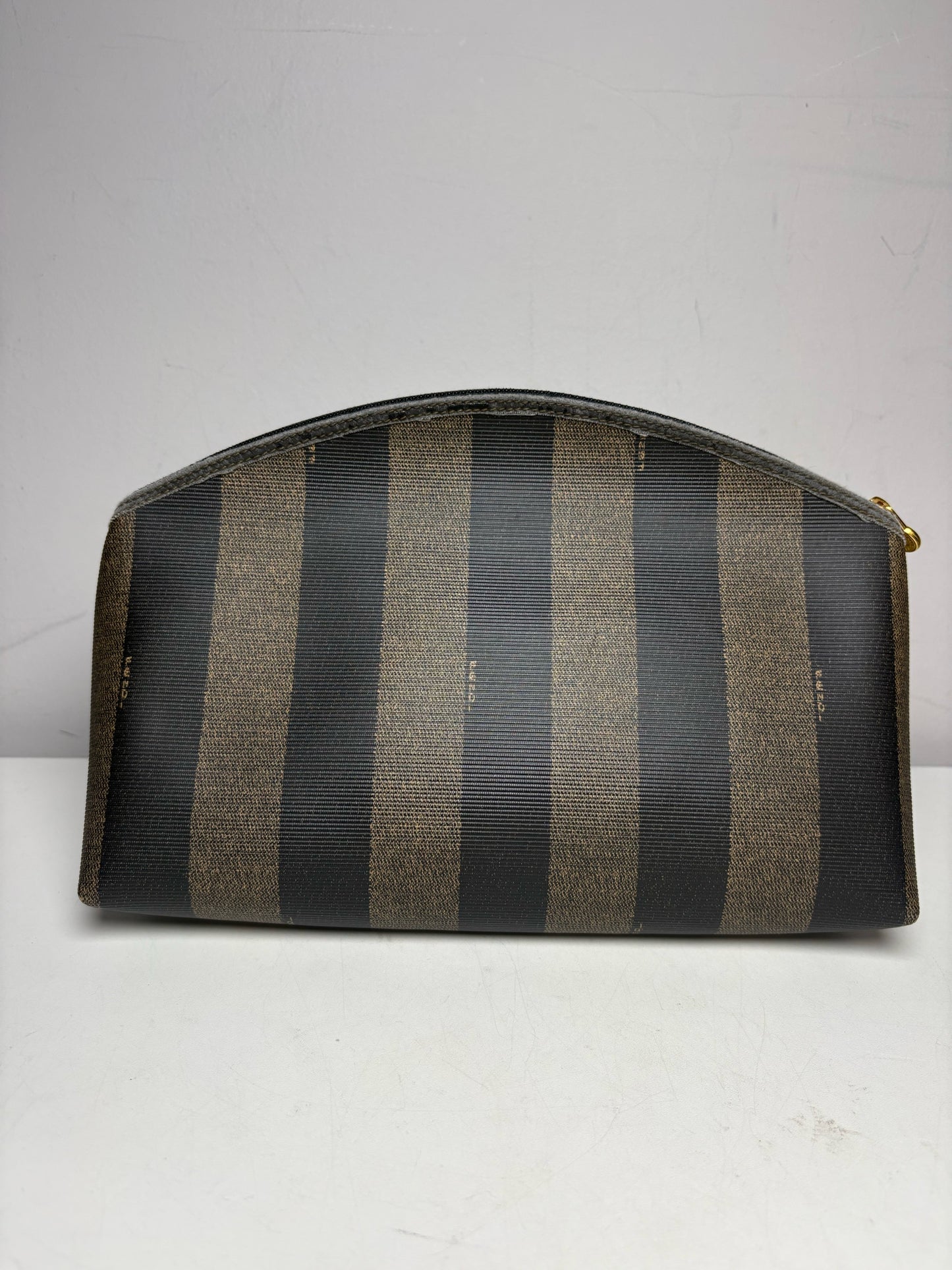 Authentic Fendi Penguin Striped Green, Black Vintage Pre-owned Pouch
