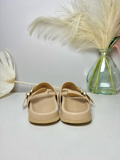 W Shoe Size 7 Marion Parke Bone Leather Cowhide Slip-on Sandals