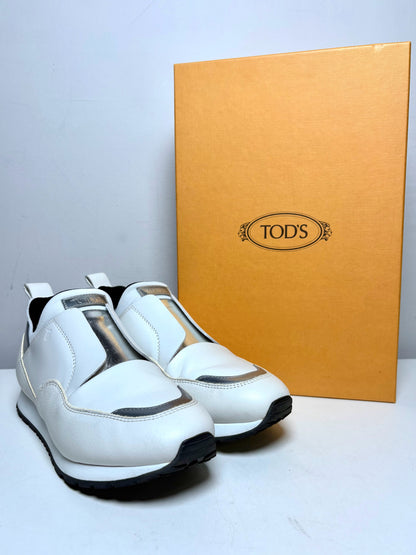 Women Shoe Size 36 Tod's Sportivo White Leather Pre-Owned Slip-On Sneakers