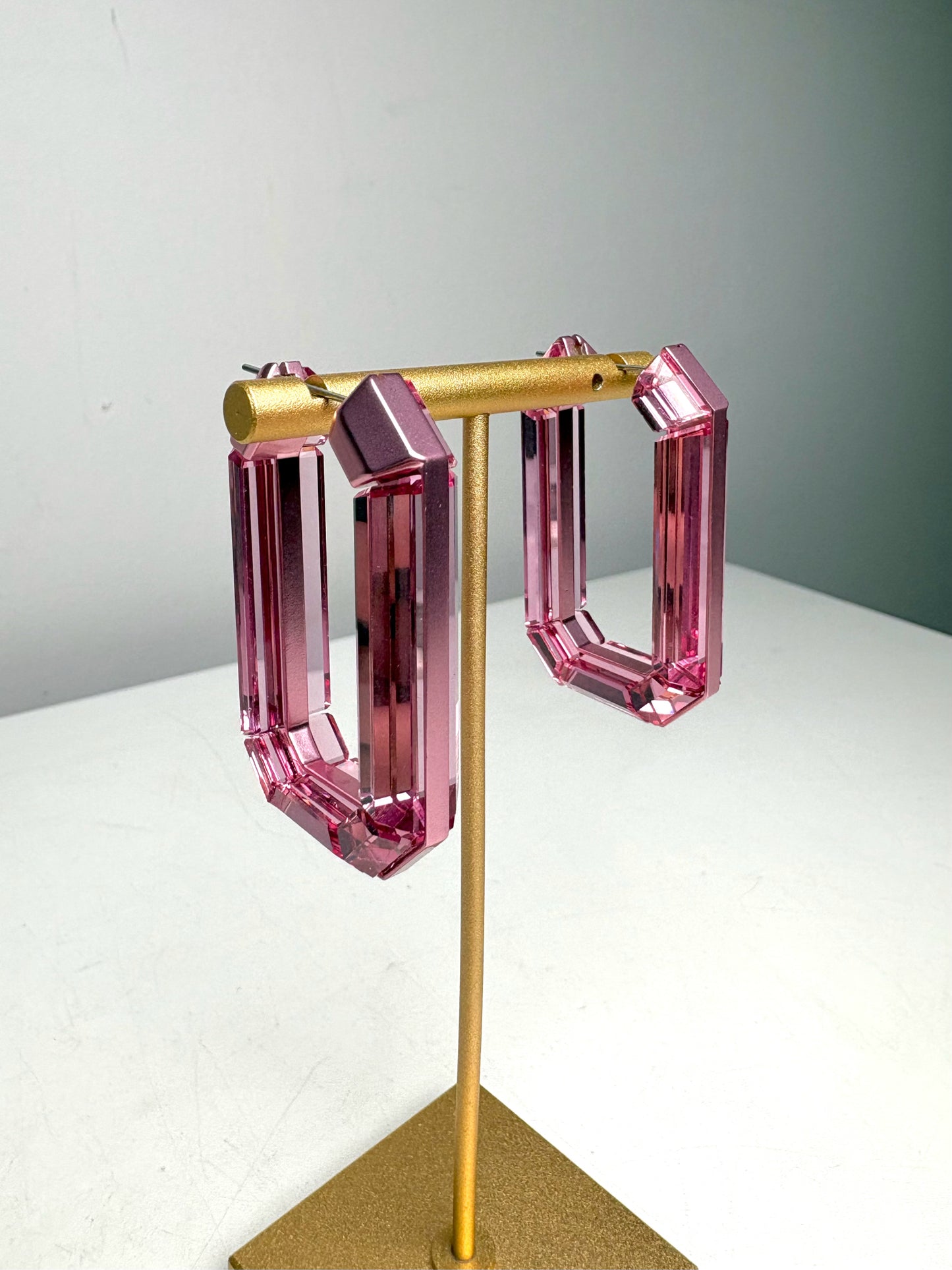 Swarovski Lucent Hoop Pre-owned Pink Crystal Earrings