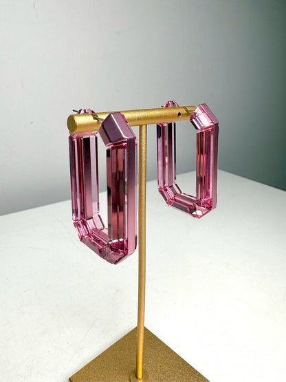 Swarovski Lucent Hoop Pre-owned Pink Crystal Earrings