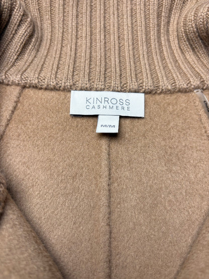 Women's Size M Kinross Cashmere Camel Wool Cashmere Blend Pre-Owned Zip-Up Jacket