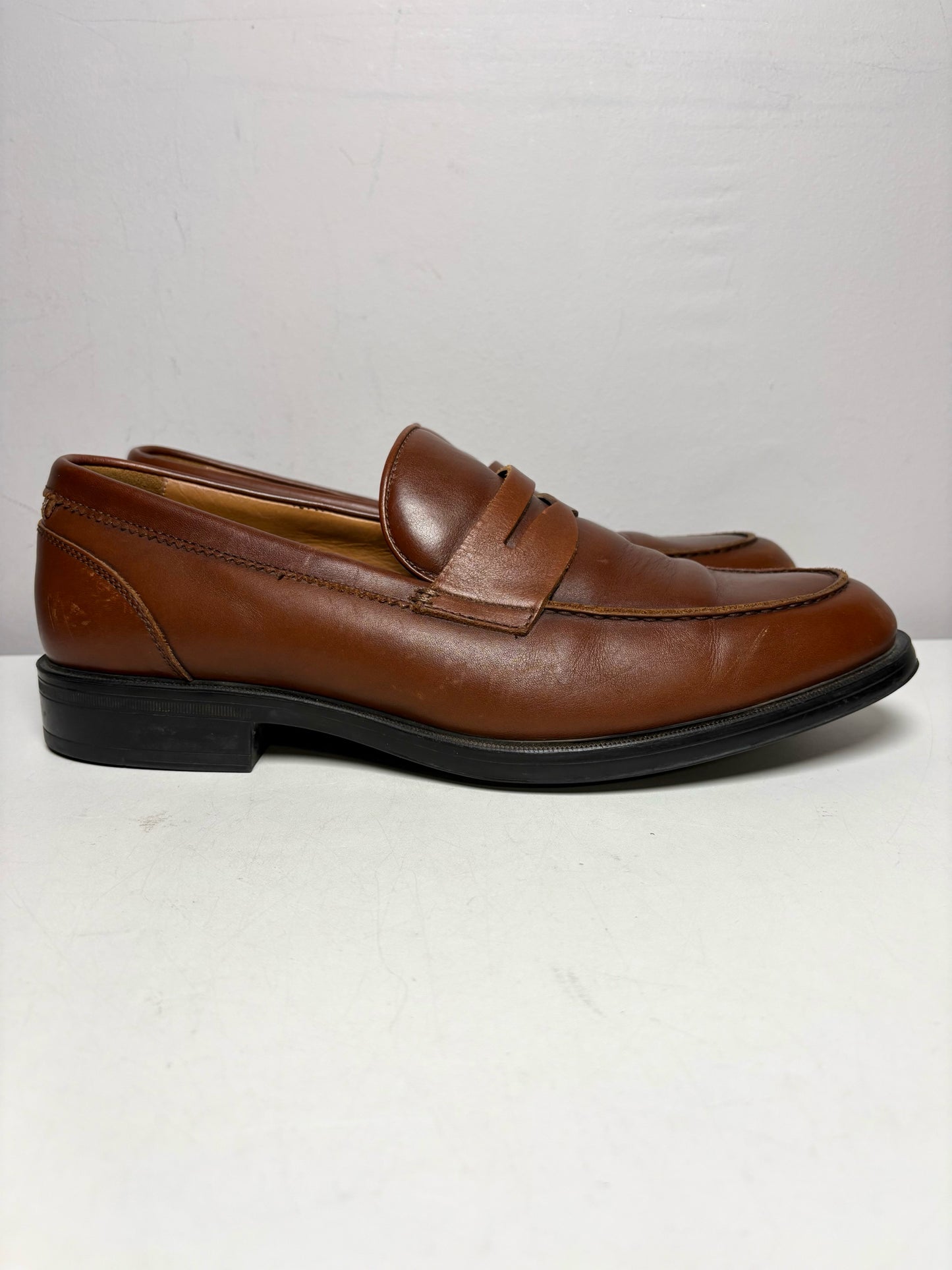 Men's Size 13 Aquaitalia Brown Leather Classic Pre-Owned Penny Loafers